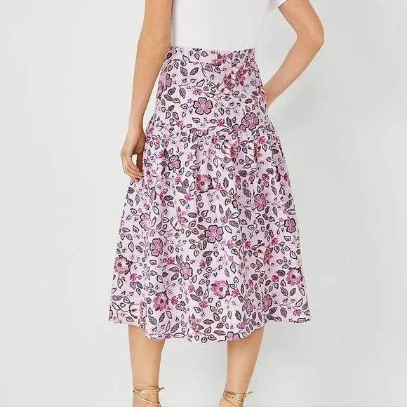 Ann Taylor Floral Gathered Yoke Midi Skirt New - Picture 2 of 2